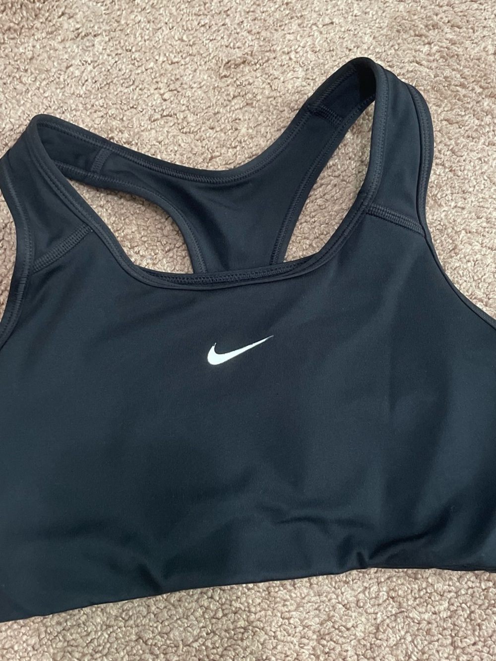 Nike Black Racerback Sports Bra with White Swoosh
